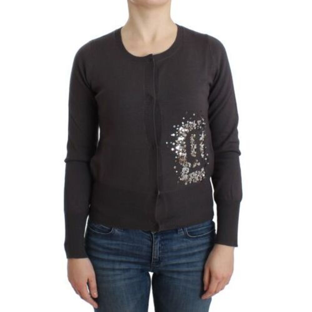John Galliano Purple Wool Sequined Cardigan Knit Women's Sweater